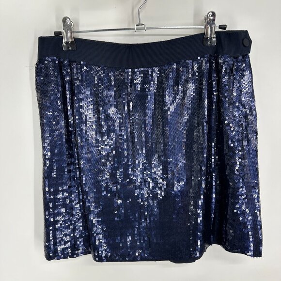 3/$25 J. Crew Collection Sequin Mini Skirt 2 Navy Blue Black Holiday Party Silk - Picture 1 of 5